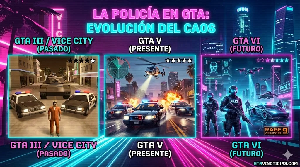 la evolucion de la policia en gta